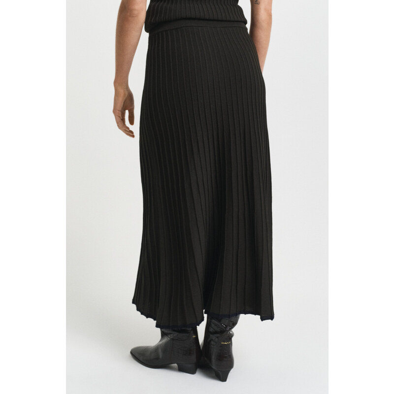 SUKNĚ GANT CONTRAST RIBBED KNIT SKIRT GREEN LAGOON