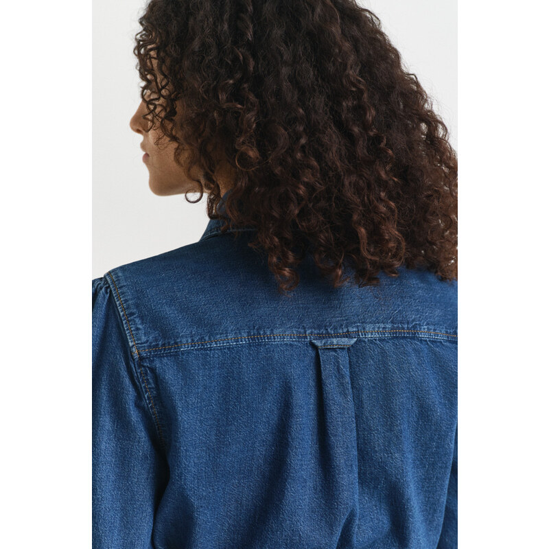 ŠATY GANT PUFF SLEEVE DENIM DRESS INDIGO
