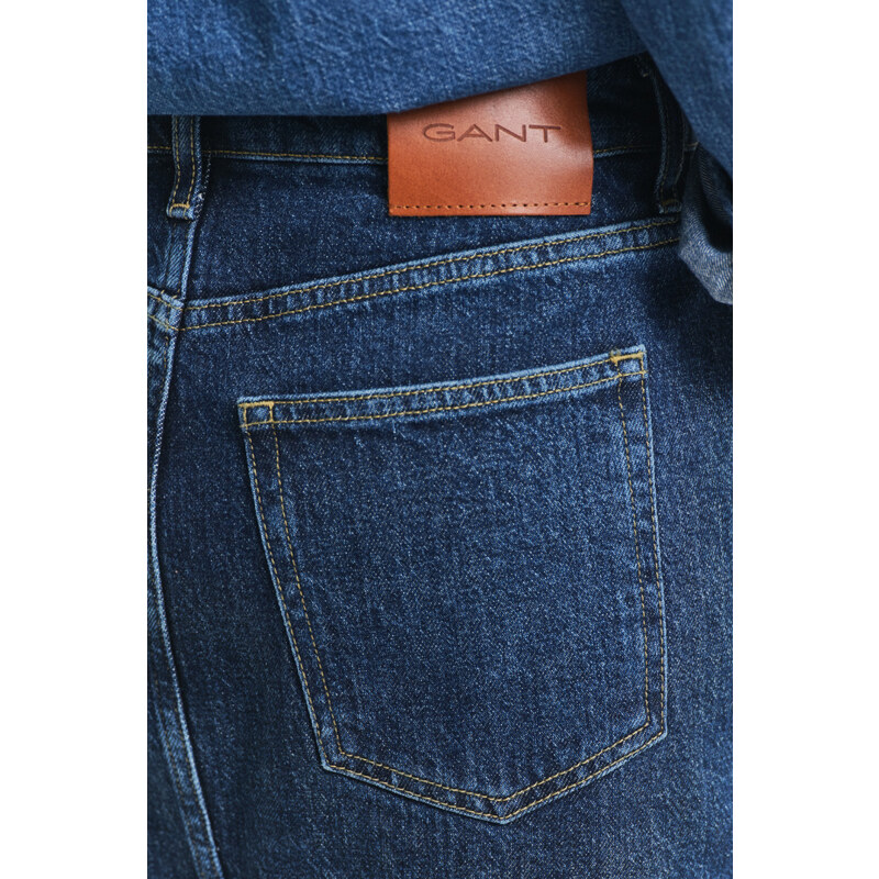 SUKNĚ GANT MIDI BUTTON FRONT DENIM SKIRT DARK BLUE WORN IN