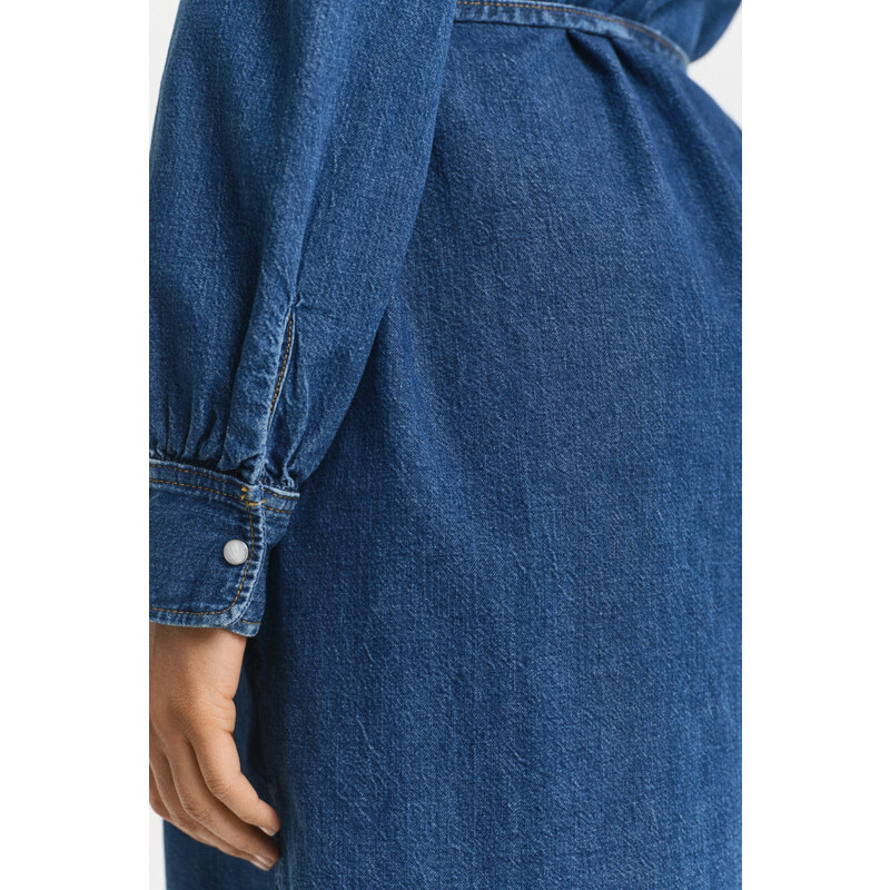 ŠATY GANT PUFF SLEEVE DENIM DRESS INDIGO