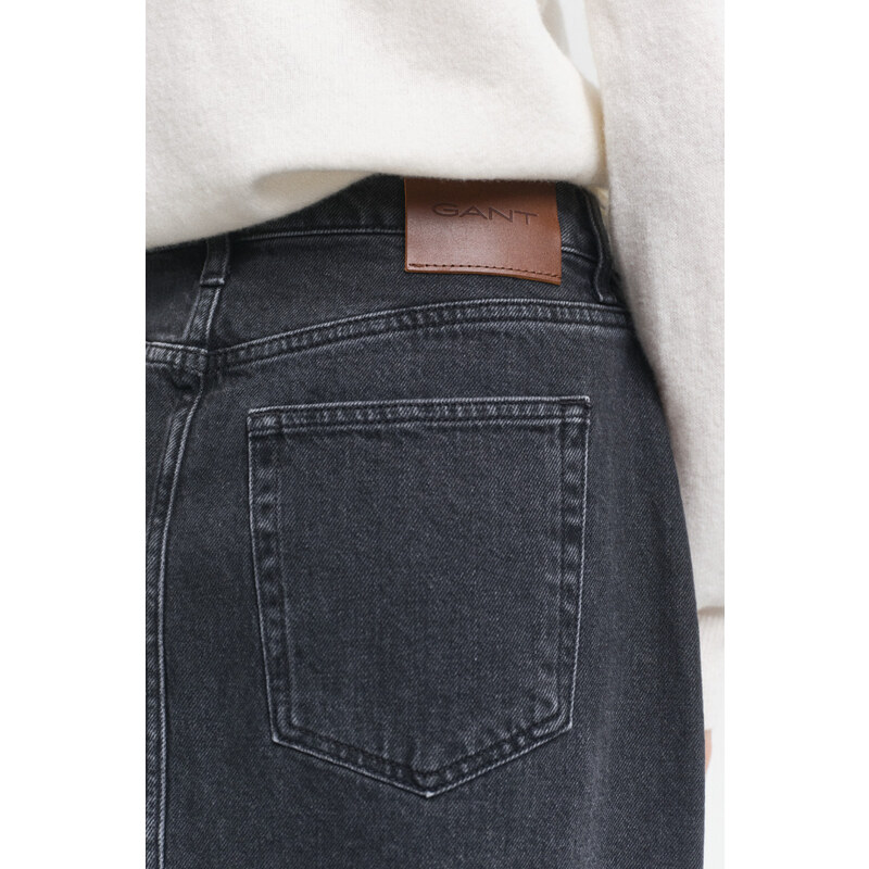SUKNĚ GANT MIDI BUTTON FRONT DENIM SKIRT BLACK BROKEN IN