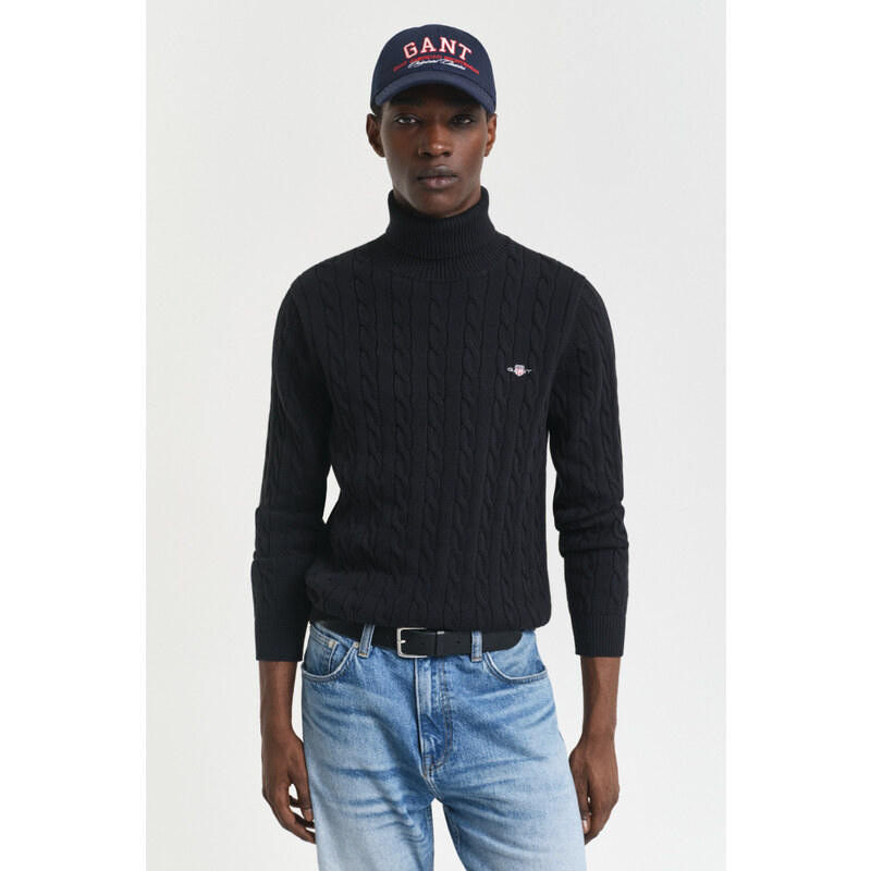 ROLÁK GANT COTTON CABLE TURTLE NECK BLACK