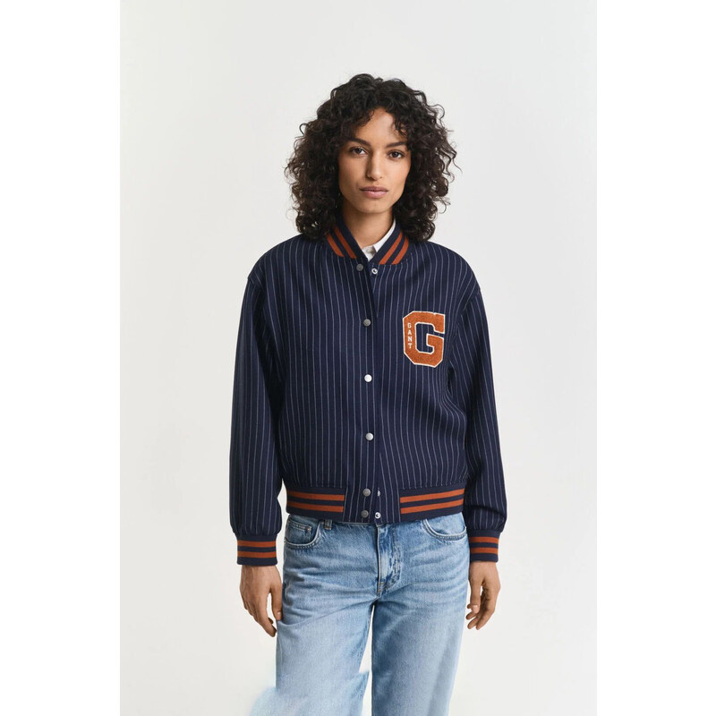 BUNDA GANT PINSTRIPE VARSITY JACKET EVENING BLUE 108826035