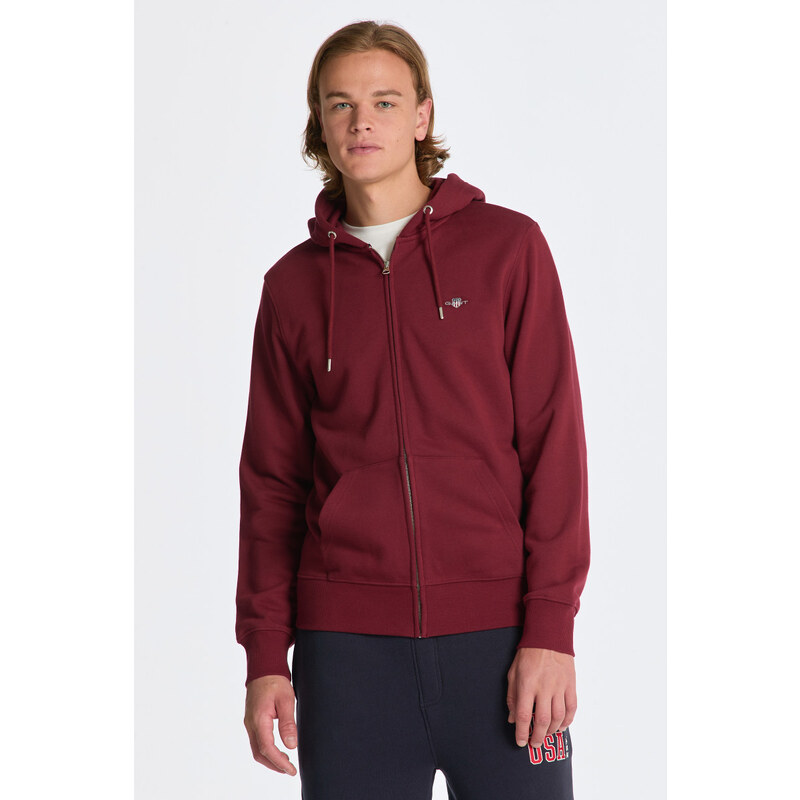 MIKINA GANT REG SHIELD FULL ZIP HOODIE PLUMPED RED