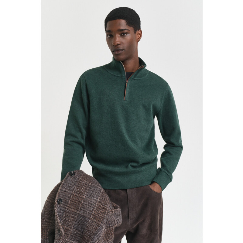 MIKINA GANT SACKER RIB HALF ZIP TARTAN GREEN