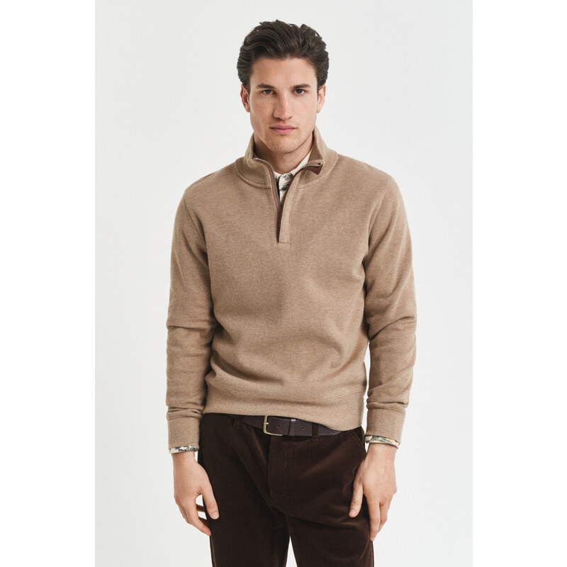 MIKINA GANT SACKER RIB HALF ZIP KHAKI MEL