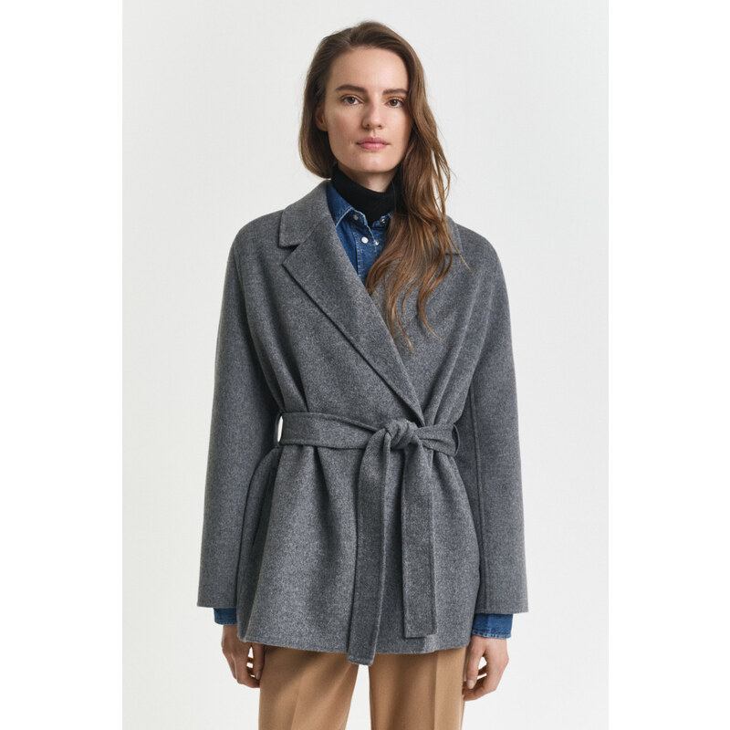 KABÁT GANT HANDSTITCHED BELTED JACKET CHARCOAL MELANGE