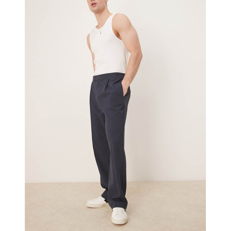ASOS DESIGN smart co-ord straight leg trousers in navy