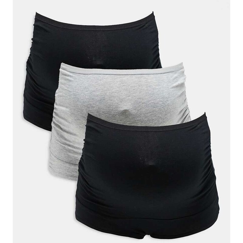 Lindex MOM Maternity 3 pack brazilian brief in black/grey-Multi