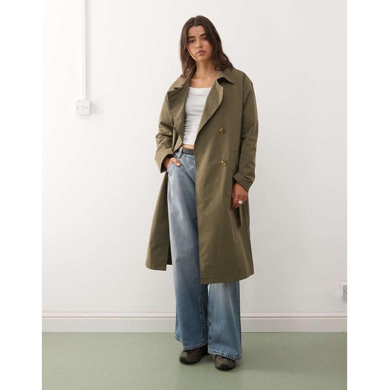 Noisy May trench coat in khaki-Green 114727719