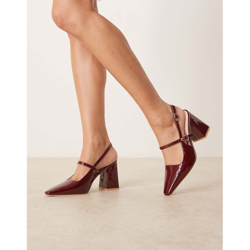 RAID Siya block heeled shoes with pointed toe in red patent