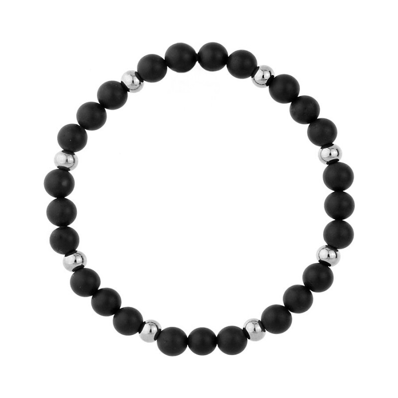 Manoki Korálkový náramek Cecilia - černý onyx, chirurgická ocel 107778181