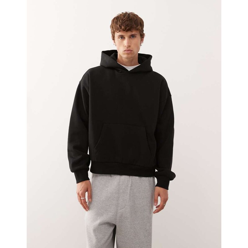 Weekday heavyweight jersey oversized boxy fit hoodie in black