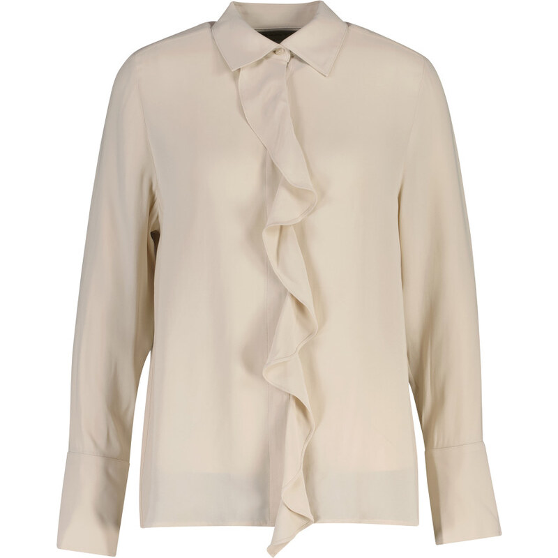 HALENKA GANT REG CREPE VISCOSE RUFFLE BLOUSE PUTTY