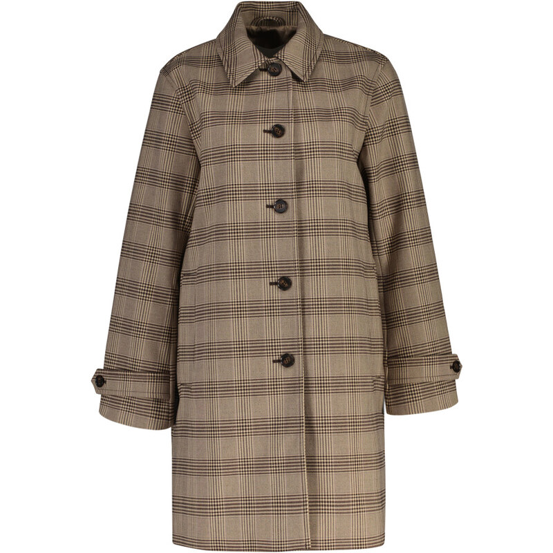KABÁT GANT CHECKED CAR COAT DEEP BROWN