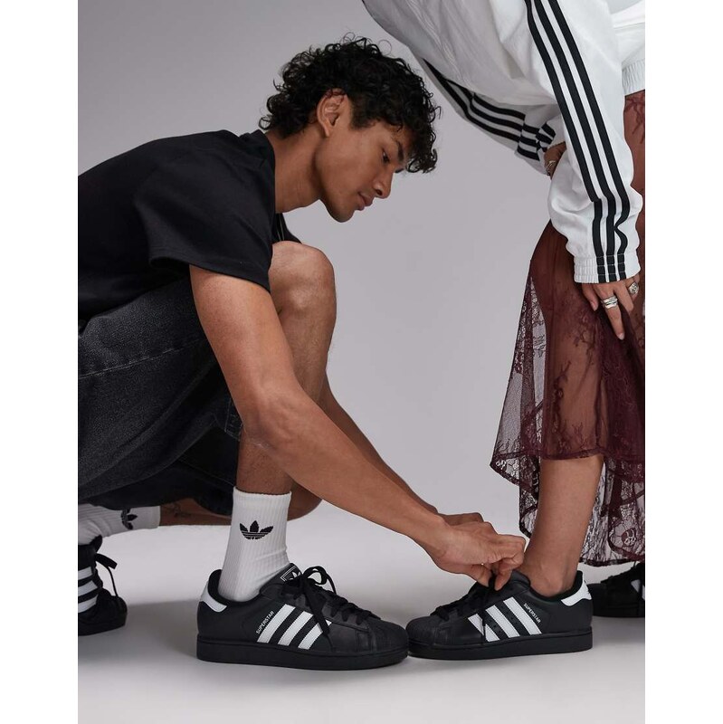 adidas Originals Superstar II trainers in black and white