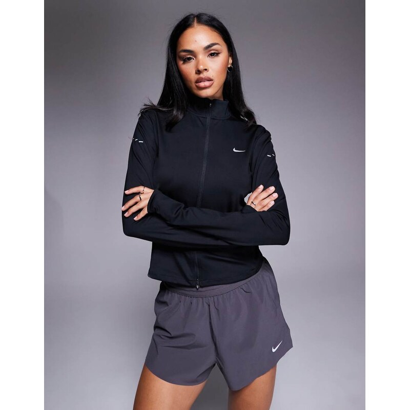 Nike Running Swift Dri-FIT fitted full zip top in black 107788148