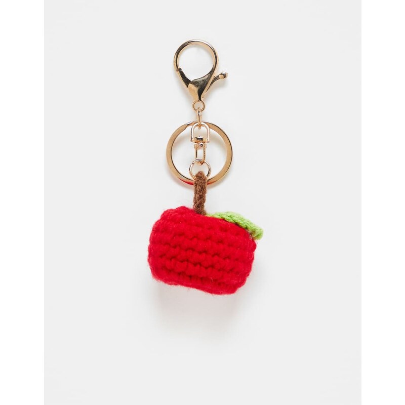 ASOS DESIGN crochet apple bag charm-Multi 107788263