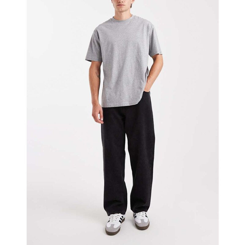 Jack & Jones Alex baggy fit jeans in black acid wash