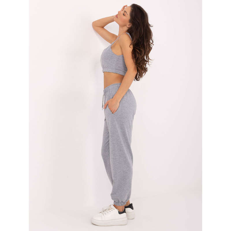 BASIC Světle šedá dámská souprava topu a kalhot --grey 84023644