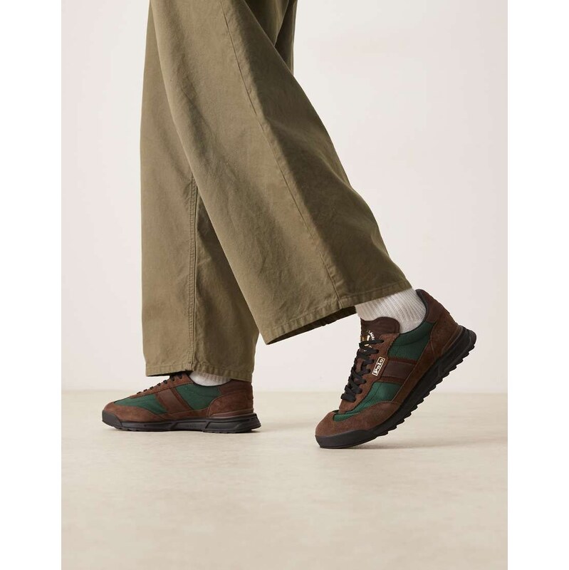 Polo Ralph Lauren Varick suede and canvas trainers in brown and