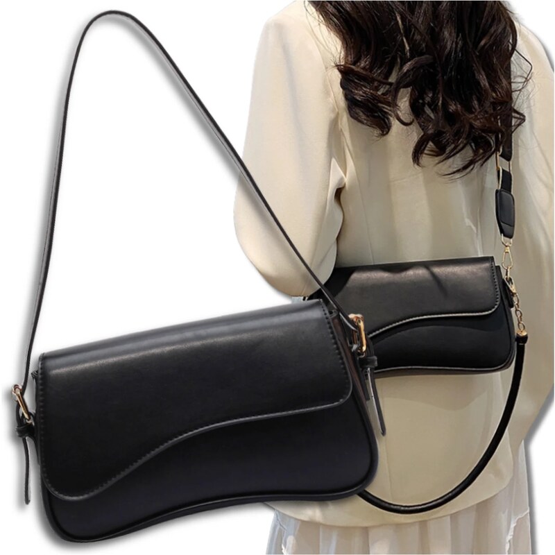 Camerazar Dámská malá černá kožená kabelka BAD&BAGS elegantní