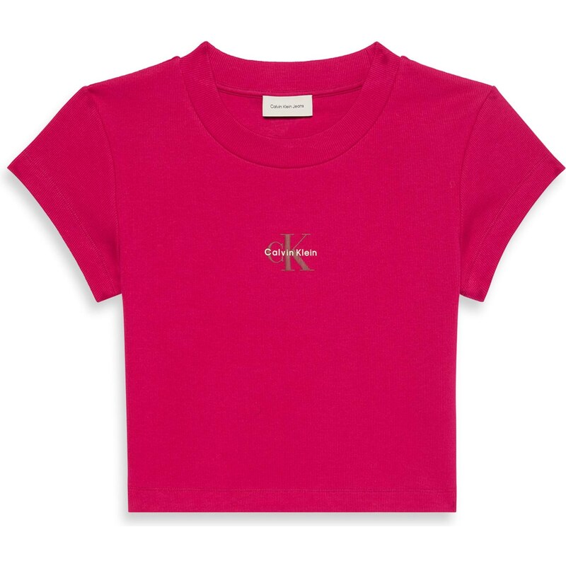 Calvin Klein Jeans Tričko hnědá / pink / bílá
