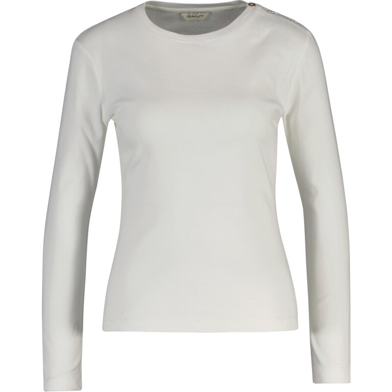 TRIČKO GANT SLIM COTTON BUTTON LS T-SHIRT EGGSHELL 107792671