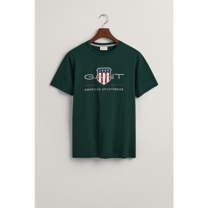 TRIČKO GANT REG ARCHIVE SHIELD SS T-SHIRT TARTAN GREEN