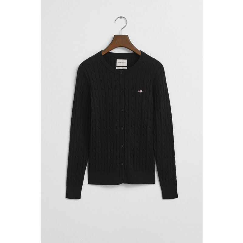 KARDIGÁN GANT STRETCH COTTON CABLE CARDIGAN BLACK