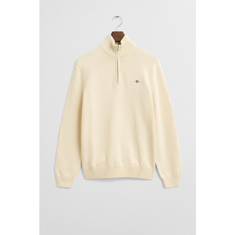 SVETR GANT CASUAL COTTON HALF ZIP CREAM