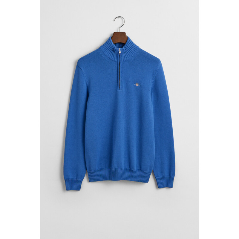 SVETR GANT CASUAL COTTON HALF ZIP RICH BLUE