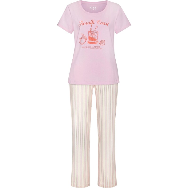VIVANCE Pyžamo tmavě oranžová / růžová / pastelově růžová / offwhite 108759087