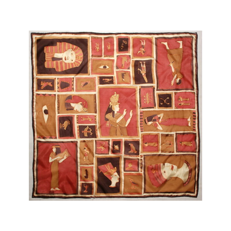 Hedvábný ručně malovaný šátek - Egypt 03