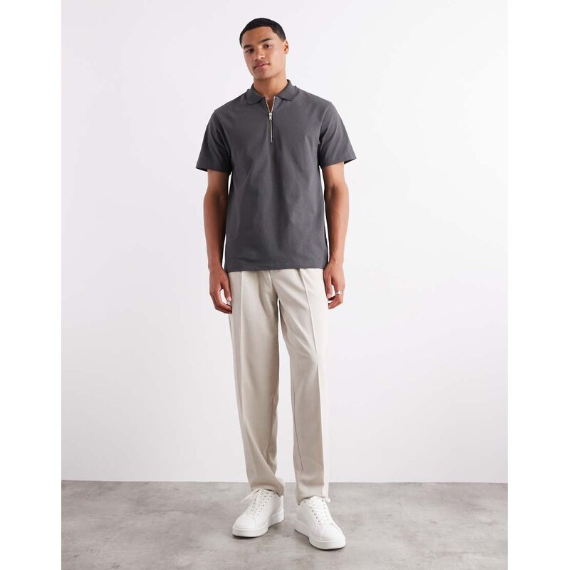 ASOS DESIGN linen look oversized tapered smart trousers with