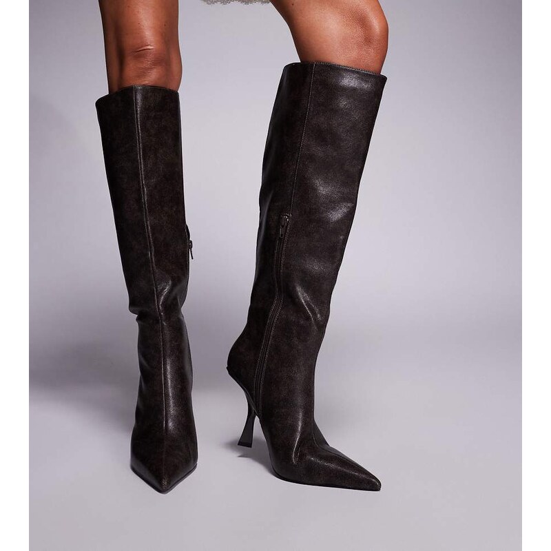 Public Desire Wide Fit Third Date high heeled knee boots in