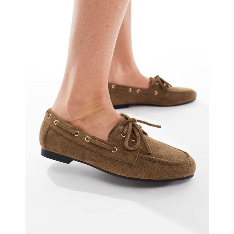 SEQWL Picnic boat shoes in chestnut-Green