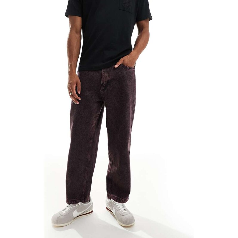 Santa Cruz baggy fit overdyed jeans in burgundy wash-Red