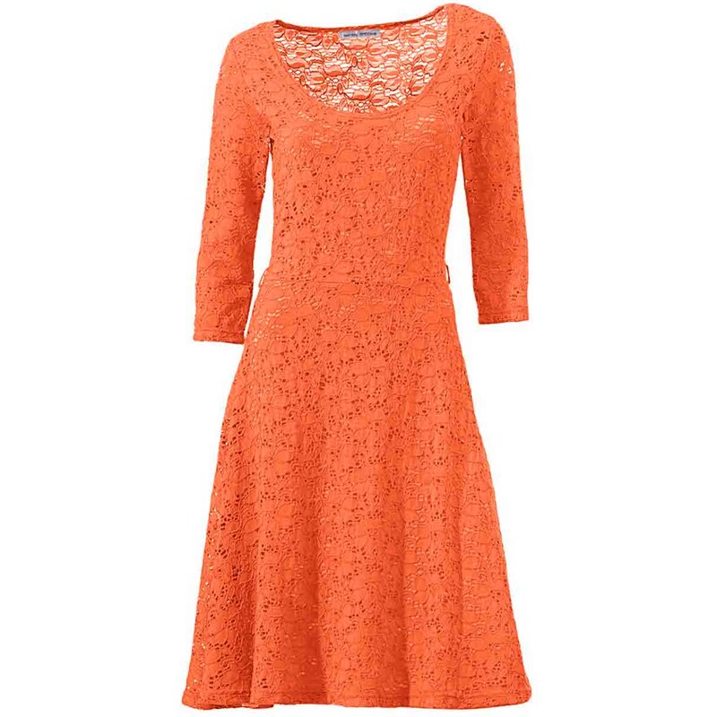 ASHLEY BROOKE Dámské krajkové šaty s dlouhým rukávem ASHLEY BROOKE, šaty oranžové (sklad v.38)
