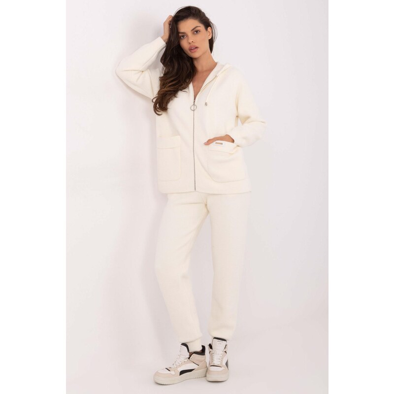 MladaModa Alpaka souprava s mikinou s kapucí model 81860 barva ecru 107807217