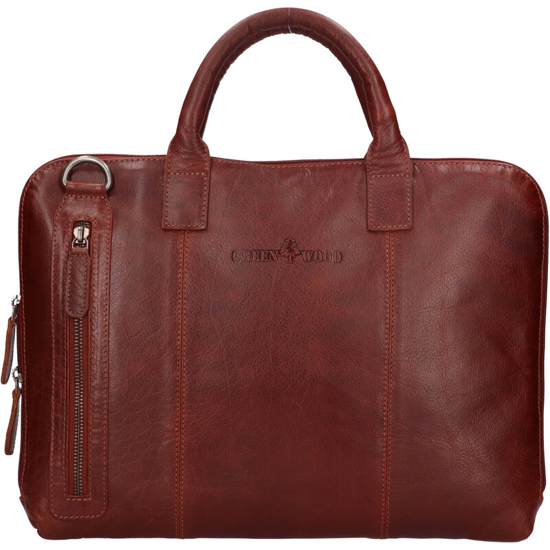 Kožená taška na notebook Greenwood Bern - koňak 107828012