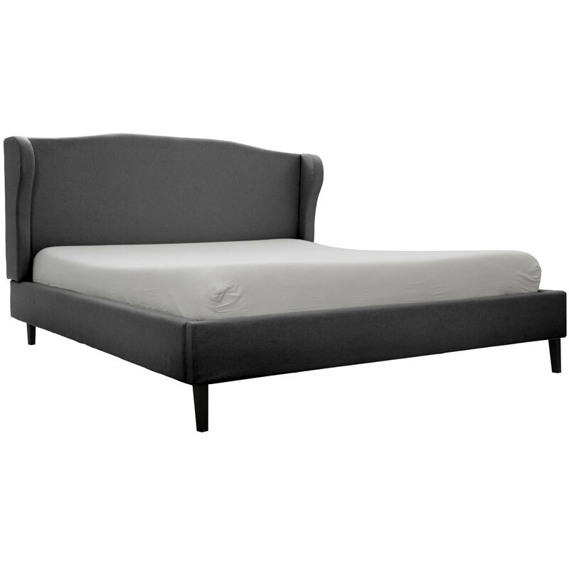 Tmavě šedá postel s černými nohami Vivonita Windsor, 180 x 200 cm