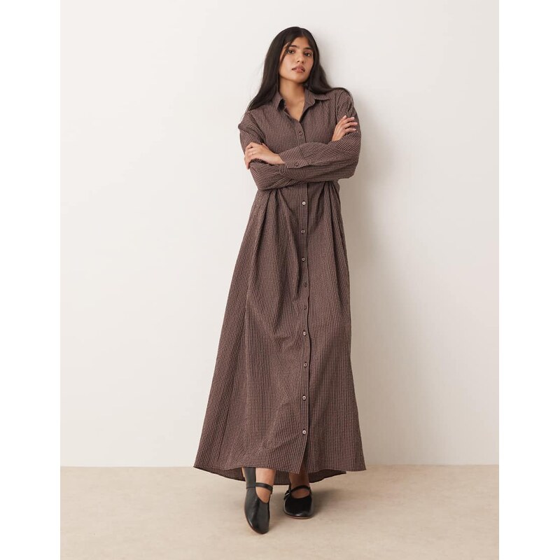ASOS DESIGN maxi shirt dress with cinched waist detail in