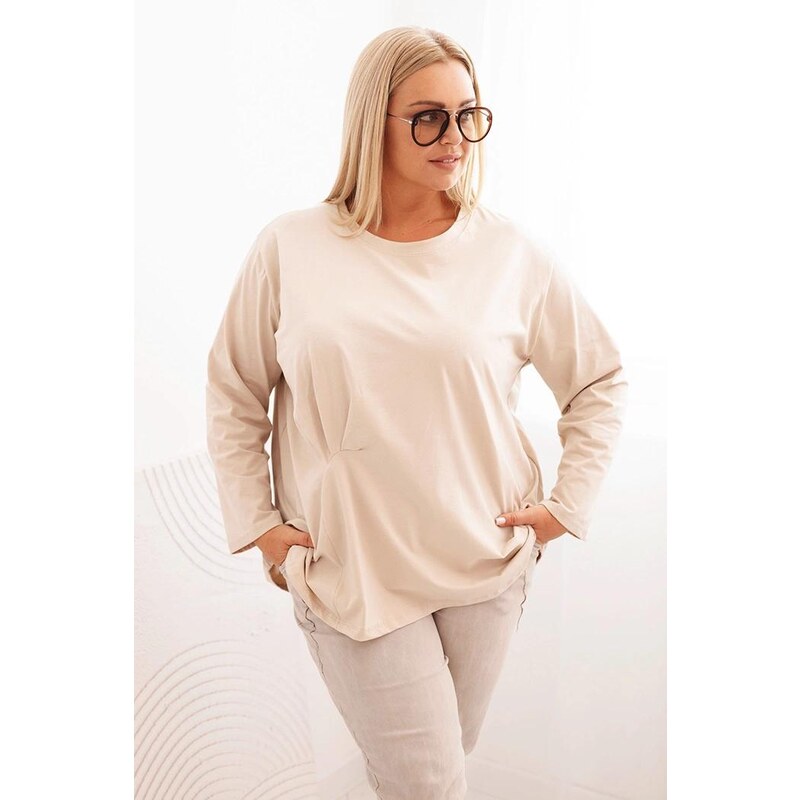 MladaModa Bavlněná oversize halenka s nařasením vpředu model