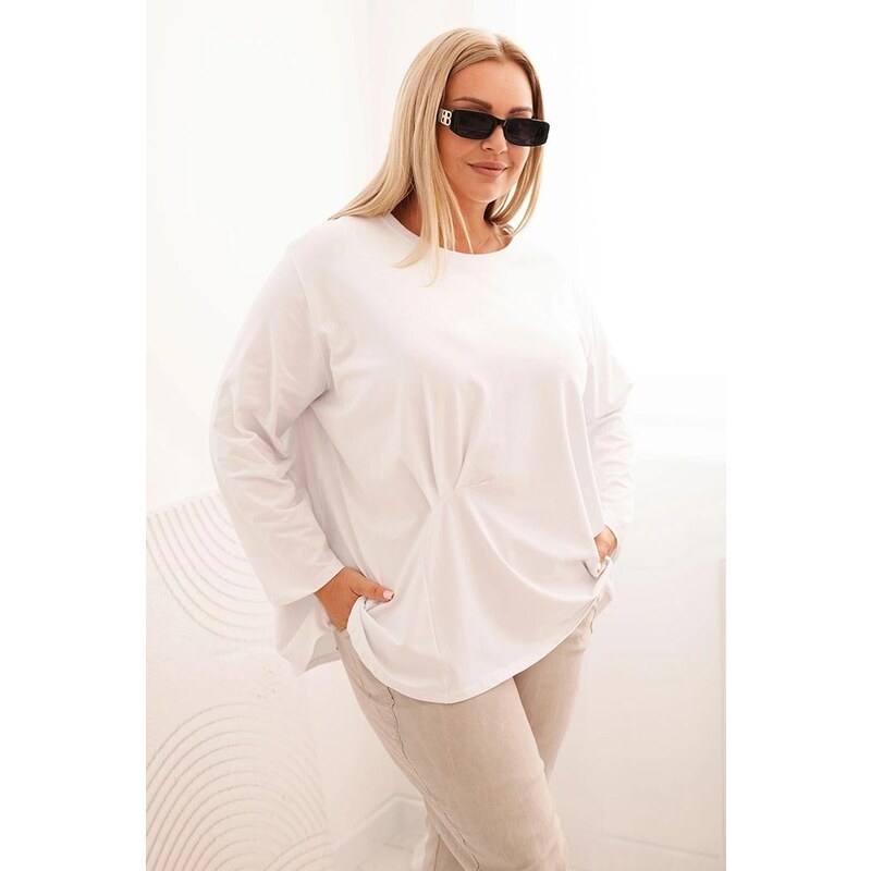 MladaModa Bavlněná oversize halenka s nařasením vpředu model