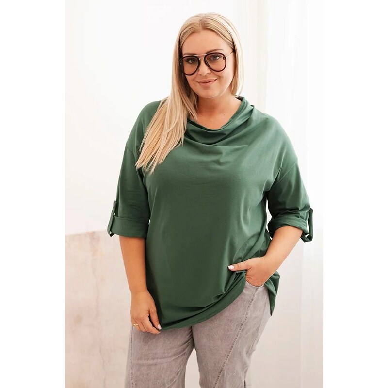 MladaModa Bavlněná oversize halenka s padavým výstřihem model