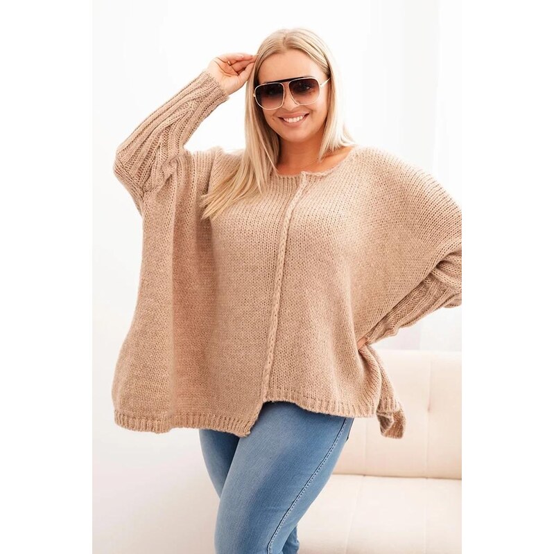MladaModa Asymetrický oversize svetr ve volném střihu model IT86