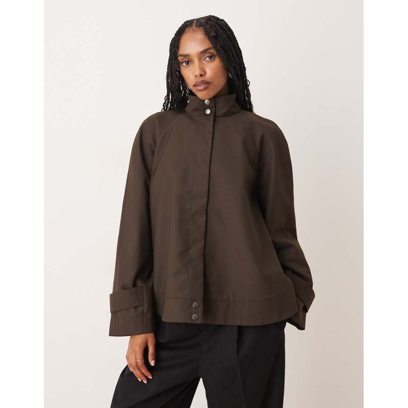 ASOS DESIGN tailored raglan sleeve high neck swing jacket in