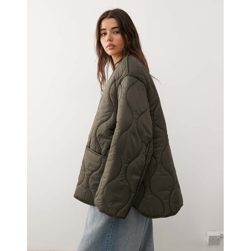 Weekday quilted jacket in khaki-Green 110976001