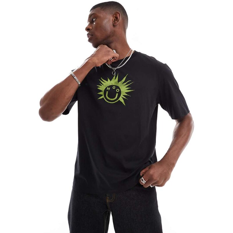 Hugo Blue Nugix graphic t-shirt in black
